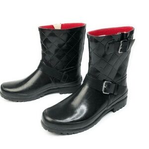 NWT Sperry Black Falcon Quilted & Lined Waterproof Rain Boots Size 10M